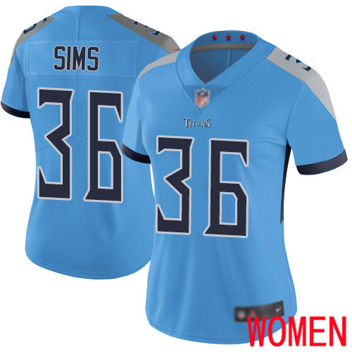 Tennessee Titans Limited Light Blue Women LeShaun Sims Alternate Jersey NFL Football #36 Vapor Untouchable->women nfl jersey->Women Jersey